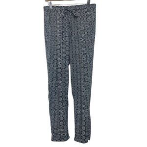 TRUCCO | Women's Blue and White Geometric Print Loose Fit Casual Pants | Size L